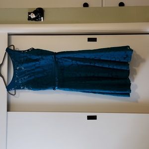 Teal Lace Overlay Dress